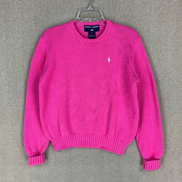 Ralph Lauren Polo Sport 100% Cotton Sweater M Pink Crew Neck Barbie Preppy Y2k - Picture 4 of 14